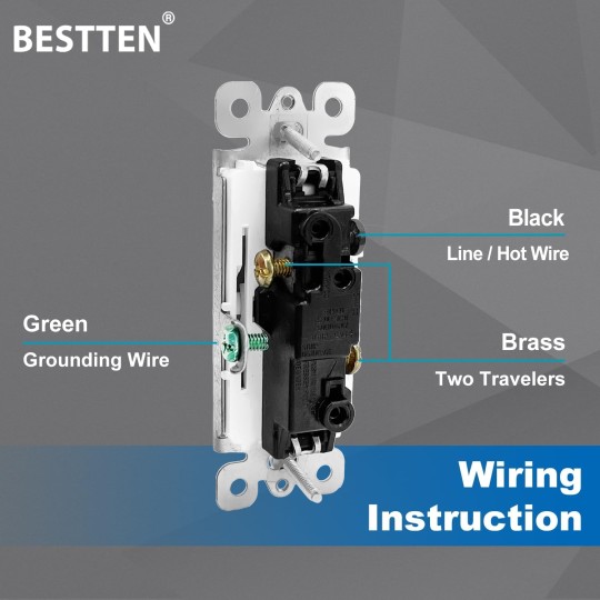 [40 Pack] 3-Way Decorator Wall Light Switch, 15A 120V/277V, On/Off Paddle Rocker Wall Switch, 3 Wire, UL Listed, White