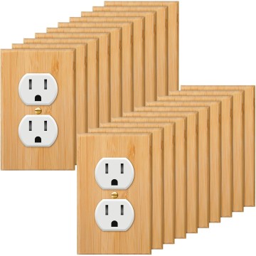 20 Pcs Solid Wood Double Hole Outlet Light Switch Plate 4.5 x 2.76 Inch Bamboo Light Switch Cover Wooden Decorative Wall Plate for Bedroom Kitchen Home