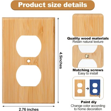20 Pcs Solid Wood Double Hole Outlet Light Switch Plate 4.5 x 2.76 Inch Bamboo Light Switch Cover Wooden Decorative Wall Plate for Bedroom Kitchen Home