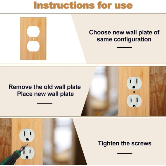 20 Pcs Solid Wood Double Hole Outlet Light Switch Plate 4.5 x 2.76 Inch Bamboo Light Switch Cover Wooden Decorative Wall Plate for Bedroom Kitchen Home