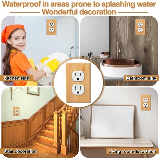 20 Pcs Solid Wood Double Hole Outlet Light Switch Plate 4.5 x 2.76 Inch Bamboo Light Switch Cover Wooden Decorative Wall Plate for Bedroom Kitchen Home