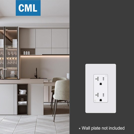 20 Amp Matte White Decorator Receptacle Outlet with Tamper Resistant (TR), 20 Pack Decor Standard Electrical Outlets, 20A/125V, 2-Pole 3-Wire, UL Listed