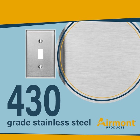 Metal Toggle Switch Wall Plate, 8 Gang, Standard Size, 4.5'' x 15.44'', 430 Grade Stainless Steel, Corrosion and Heat Resistant Unbreakable Metal, Light Switch Cover Panel, With Matching Screws