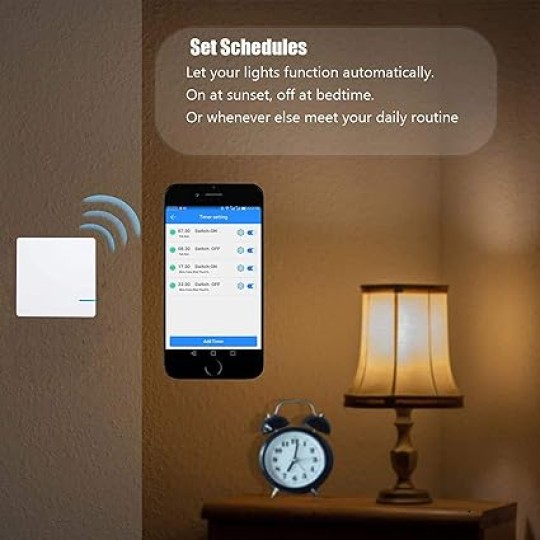 5Pack Portable WiFi Wireless Smart Switch Receiver Kit for Light Lamp with Remote Control Wire Free Receiver No Wiring Battery Required, Work with Alexa, Echo,Google Home,Tuya. Smart Life App