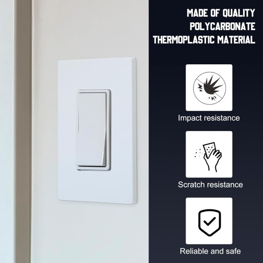 100 Pcs Screwless Outlet Covers, 1 Gang 4.69" x 2.91" Decorator Wall Plates for Electrical Outlets Decorative Switch Plate Covers Gloss Receptacle Cover Faceplate Cover for Dimmer, GFCI, White