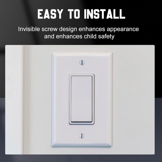 100 Pcs Screwless Outlet Covers, 1 Gang 4.69" x 2.91" Decorator Wall Plates for Electrical Outlets Decorative Switch Plate Covers Gloss Receptacle Cover Faceplate Cover for Dimmer, GFCI, White