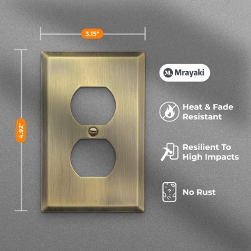 Wall Plate, Metal Duplex Outlet Covers, Light Switch Cover - Decorative Copper Outlet Cover Plate Variety of 13 Styles: Decorator/Duplex/Toggle/Combo, Antique Brass