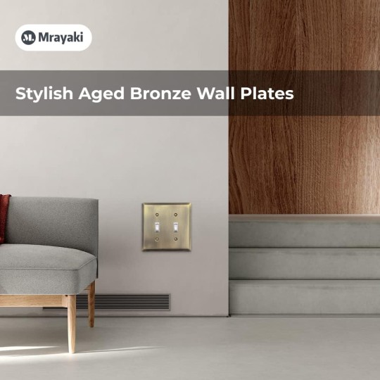 Wall Plate, Metal Duplex Outlet Covers, Light Switch Cover - Decorative Copper Outlet Cover Plate Variety of 13 Styles: Decorator/Duplex/Toggle/Combo, Antique Brass