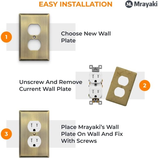 Wall Plate, Metal Duplex Outlet Covers, Light Switch Cover - Decorative Copper Outlet Cover Plate Variety of 13 Styles: Decorator/Duplex/Toggle/Combo, Antique Brass