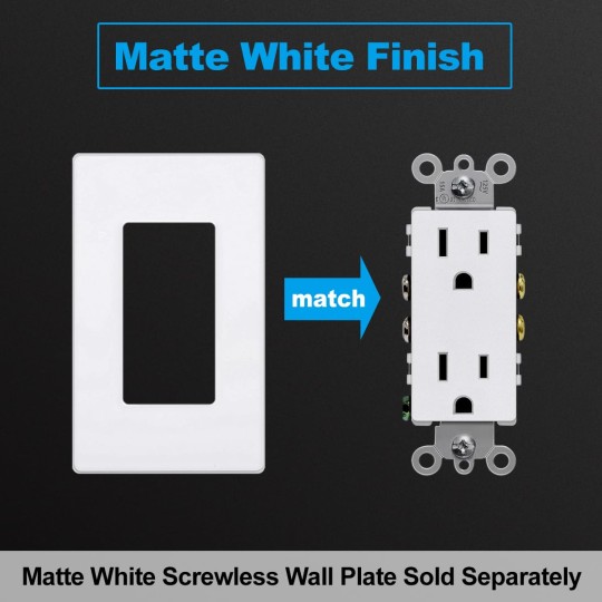 (100 Pack) 15 Amp Matte White Decorator Wall Outlet, Decor Standard Electrical Receptacle, 15A/125V, Non-Tamper Resistant, 2 Pole 3 Wire, UL Listed