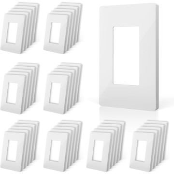 Screwless Wall Plate Cover Decorator Switch Cover Size 1-Gang 4.68X2.91 Inch, Decora Outlet Cover for Electric Outlets, GFCI, Dimmers, Switches White(40 Pack)