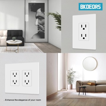 Screwless Wall Plate Cover Decorator Switch Cover Size 1-Gang 4.68X2.91 Inch, Decora Outlet Cover for Electric Outlets, GFCI, Dimmers, Switches White(40 Pack)