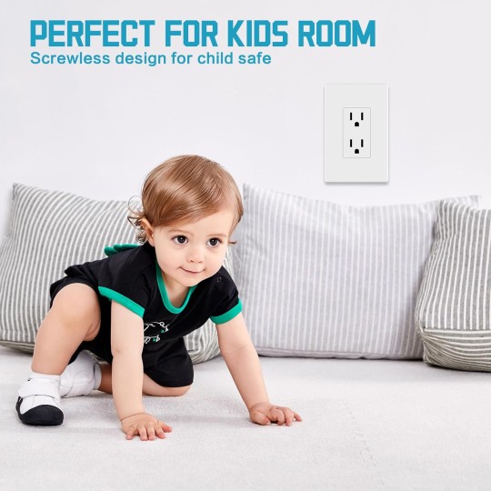 Screwless Wall Plate Cover Decorator Switch Cover Size 1-Gang 4.68X2.91 Inch, Decora Outlet Cover for Electric Outlets, GFCI, Dimmers, Switches White(40 Pack)