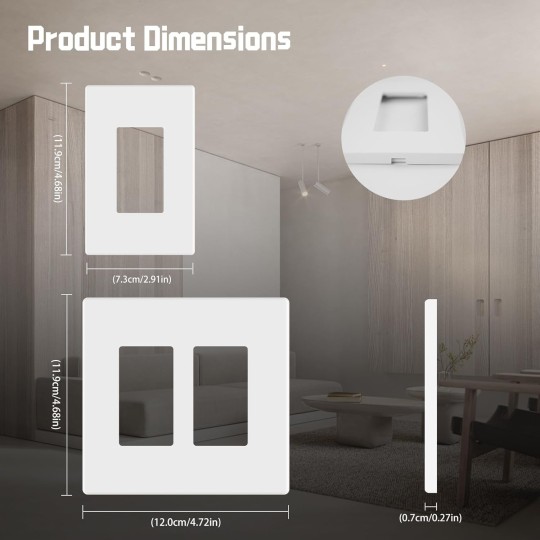 Screwless Wall Plate Cover Decorator Switch Cover Size 1-Gang 4.68X2.91 Inch, Decora Outlet Cover for Electric Outlets, GFCI, Dimmers, Switches White(40 Pack)