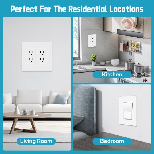 Screwless Wall Plate Cover Decorator Switch Cover Size 1-Gang 4.68X2.91 Inch, Decora Outlet Cover for Electric Outlets, GFCI, Dimmers, Switches White(40 Pack)