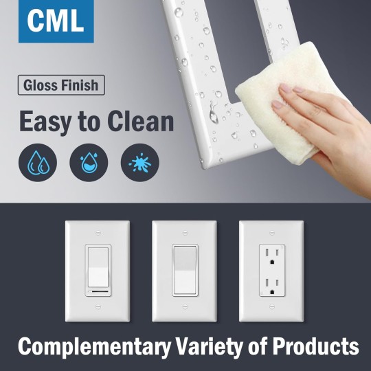 Oversized Decorator Wall Plate, 20 Pack Electrical Outlet Receptacle Covers, Jumbo 1-Gang Switch Plates, Over-Size 3.5” x 5.5”, Impact Resistant, Gloss White, ETL Listed