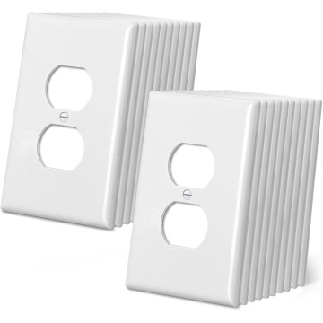 Jumbo Duplex Outlet Covers, 20 Pack Oversized Electrical Outlet Wall Plate, 1-Gang Switch Plates, Dual Receptacle Faceplate, Over-Size 3.5” x 5.5”, Impact Resistant, Gloss White