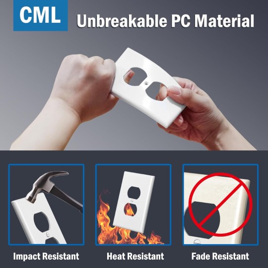 Jumbo Duplex Outlet Covers, 20 Pack Oversized Electrical Outlet Wall Plate, 1-Gang Switch Plates, Dual Receptacle Faceplate, Over-Size 3.5” x 5.5”, Impact Resistant, Gloss White
