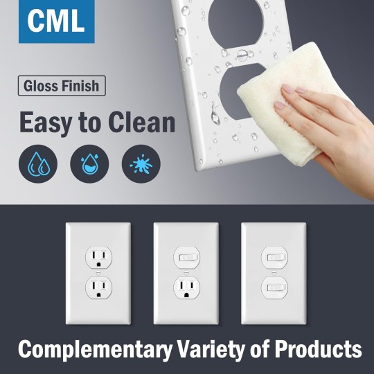 Jumbo Duplex Outlet Covers, 20 Pack Oversized Electrical Outlet Wall Plate, 1-Gang Switch Plates, Dual Receptacle Faceplate, Over-Size 3.5” x 5.5”, Impact Resistant, Gloss White