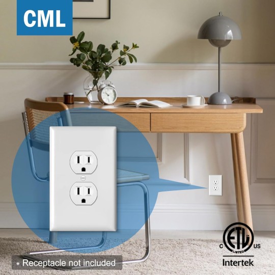 Jumbo Duplex Outlet Covers, 20 Pack Oversized Electrical Outlet Wall Plate, 1-Gang Switch Plates, Dual Receptacle Faceplate, Over-Size 3.5” x 5.5”, Impact Resistant, Gloss White