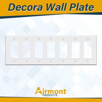 (1 Pack) 7-Gang Decora Switch Cover, Decorator Light Switch or Receptacle Outlet Wall Plate, White Painted Metal, 7-Gang Standard Size, 4.5'' x 13.6'', Corrosion Resistant, Made of Unbreakable Metal