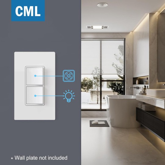 Double Rocker Decorator Light Switch, Two Single Pole Electrical Paddle Wall Switches, 15A 120V, Self-grounding On/Off Interrupter, UL Listed, 5 Pack, White
