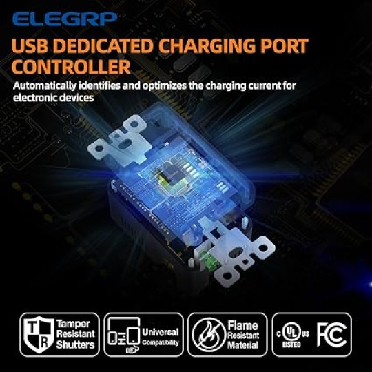 USB Charger Wall Outlet, USB Receptacle with USB A & USB C Ports, 15 Amp Duplex Tamper Resistant Receptacle Plug NEMA 5-15R, Wall Plate Included, UL Listed, 20 Pack, Matte White