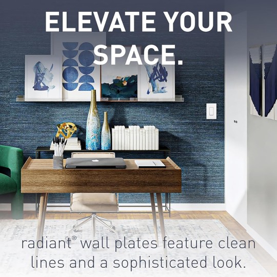 radiant RWP262WCC6 Screwless Wall Plates, 2 Gang, Two Decorator Rocker GFCI Cover, White (6 Pack)