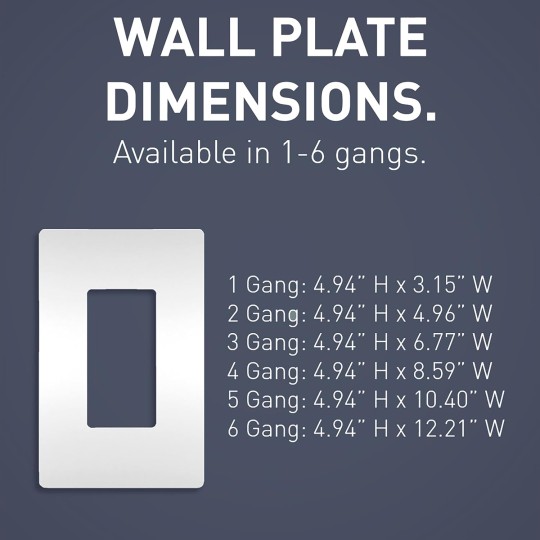 radiant RWP262WCC6 Screwless Wall Plates, 2 Gang, Two Decorator Rocker GFCI Cover, White (6 Pack)