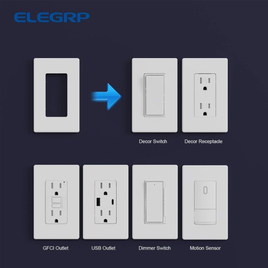 Matte White 1-Gang Screwless Decorative Wall Plates, Standard Size Unbreakable Thermoplastic Faceplate Cover for Decorator Receptacle Outlet Switch, UL Listed (100 Pack)