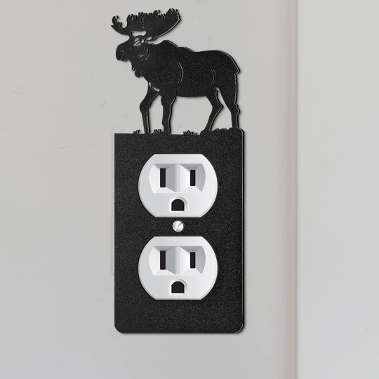 24 Pcs Metal Bear Light Switch Cover Moose Tree Mountain Elk Black Light Switch Plate Forest Outlet Cover Toggle Light Switch Wall Plate Cover for Home Bedroom Single Gang Socket