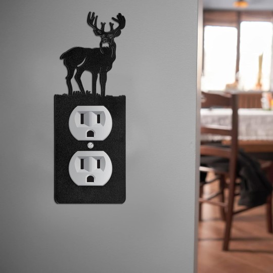 24 Pcs Metal Bear Light Switch Cover Moose Tree Mountain Elk Black Light Switch Plate Forest Outlet Cover Toggle Light Switch Wall Plate Cover for Home Bedroom Single Gang Socket