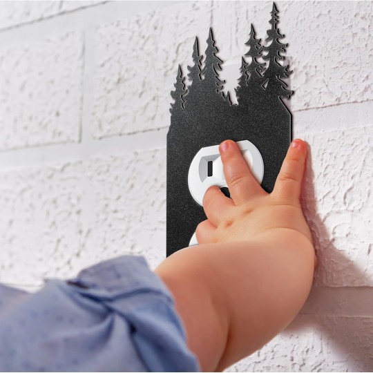 24 Pcs Metal Bear Light Switch Cover Moose Tree Mountain Elk Black Light Switch Plate Forest Outlet Cover Toggle Light Switch Wall Plate Cover for Home Bedroom Single Gang Socket