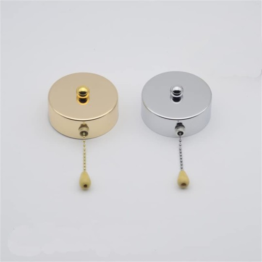 EdricShop 10Vintage Zipper Pull Rope Wall Switch with 5cm Beaded Rope Switch&/Wooden Handle for Ceiling Light Wall Light Beside Lamp - (Color: Gold)