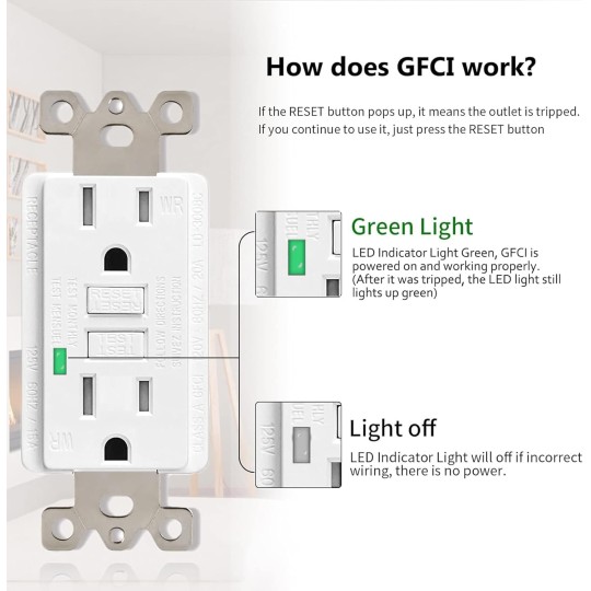 1PK IP66 Waterproof Switch, SPDT（Single Pole Double Throw） Switch, 2 Way Single Light Switch for Outdoor Garden,with 10PK GFCI Outlet 15 Amp Receptacles