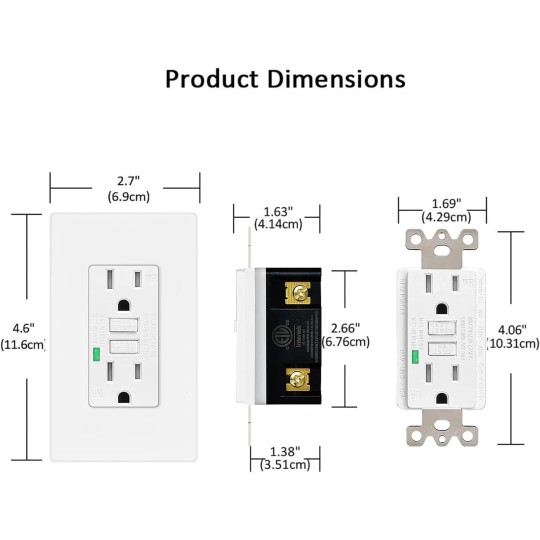 1PK IP66 Waterproof Switch, SPDT（Single Pole Double Throw） Switch, 2 Way Single Light Switch for Outdoor Garden,with 10PK GFCI Outlet 15 Amp Receptacles