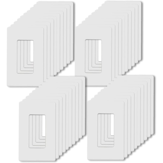 1-Gang Screwless Decorator Wall Plates, Child Safe Standard Size Outlet Cover, Unbreakable Polycarbonate Thermoplastic,Glossy White, 40 Pack,UL Listed