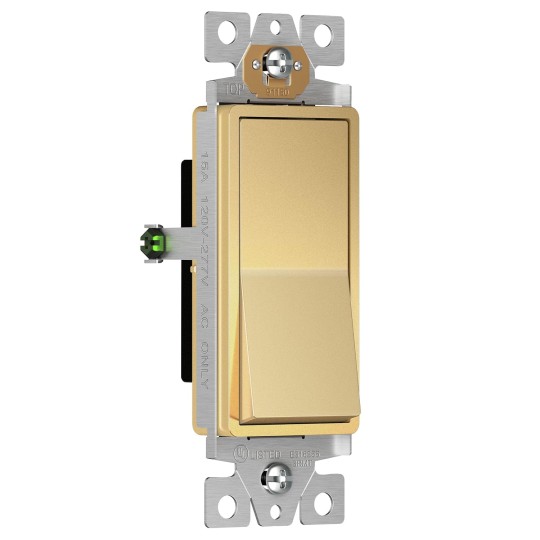Elite Series Decorator Light Switch (10 Pack) & Outlet Bundle, 15A 120V, Single Pole, Tamper Resistant, Gloss Gold