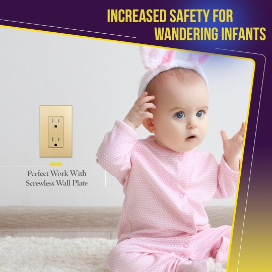 Elite Series Decorator Light Switch (10 Pack) & Outlet Bundle, 15A 120V, Single Pole, Tamper Resistant, Gloss Gold