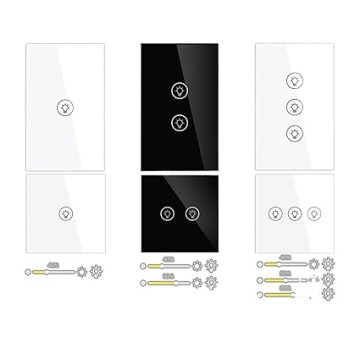 Smart Switch Multi-Gang Smart Light Dimmer Switch Independent Control Smart Control Works Smart Light Switch (Color : US 3 Gang Black Size : W)