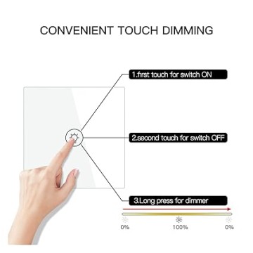 Smart Switch Multi-Gang Smart Light Dimmer Switch Independent Control Smart Control Works Smart Light Switch (Color : US 3 Gang Black Size : W)