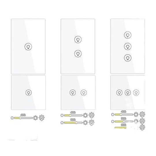 Smart Switch Multi-Gang Light Dimmer Switch Independent Control Smart Control Work Smart Light Switch (Color : EU 3 Gang White)