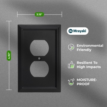 Wall Plates Duplex Outlet Covers, Matte Black Light Switch Cover - Natural Bamboo Fiber Electrical Outlet Cover Plate Variety of Styles: Decorator/Duplex