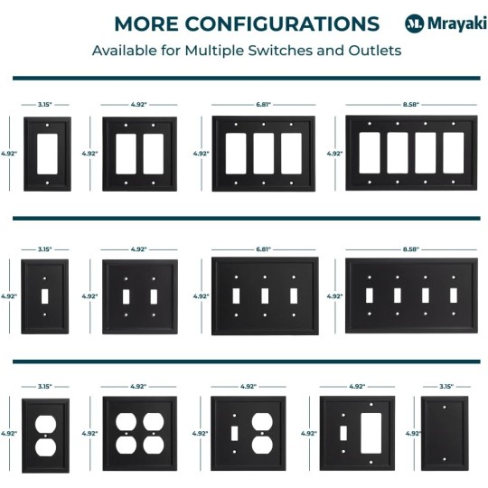 Wall Plates Duplex Outlet Covers, Matte Black Light Switch Cover - Natural Bamboo Fiber Electrical Outlet Cover Plate Variety of Styles: Decorator/Duplex