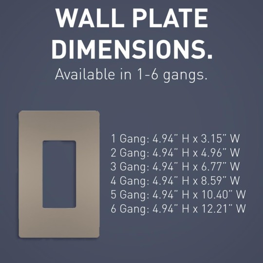 radiant RWP262NICC6 Screwless Wall Plates, 2 Gang, Decorator Rocker Switch Outlet GFCI Wall Plate Covers, Nickel (6 Pack)