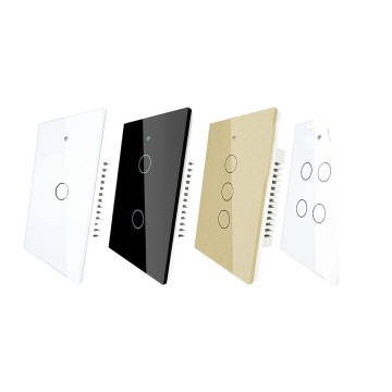Smart Switch Wall Touch Smart Light Switch with Neutral/No Neutral No Capacitor Smart Life/Tuya Works (Color : Gold Number of Gangs : 3-Gang Standard : US Standard)