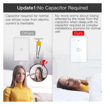 Smart Switch Wall Touch Smart Light Switch with Neutral/No Neutral No Capacitor Smart Life/Tuya Works (Color : Gold Number of Gangs : 3-Gang Standard : US Standard)