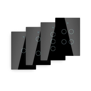 Smart Switch Wall Touch Smart Light Switch with Neutral/No Neutral No Capacitor Smart Work (Color : Black Number of Gangs : 3-Gang)