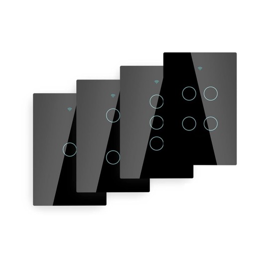 Smart Switch Wall Touch Smart Light Switch with Neutral/No Neutral No Capacitor Smart Work (Color : Black Number of Gangs : 3-Gang)