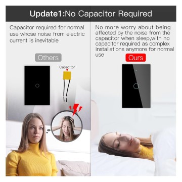 Smart Switch Wall Touch Smart Light Switch with Neutral/No Neutral No Capacitor Smart Work (Color : Black Number of Gangs : 3-Gang)